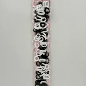 Colitas mini de lycra negra y blanca x 12 piezas x 10 bolsas