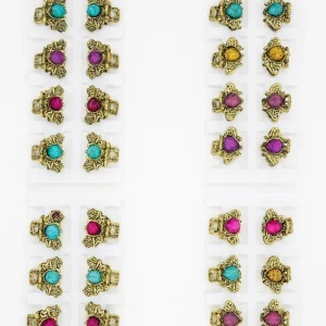 MINI BROCHES X 12 METAL CON PIEDRAS NACAR